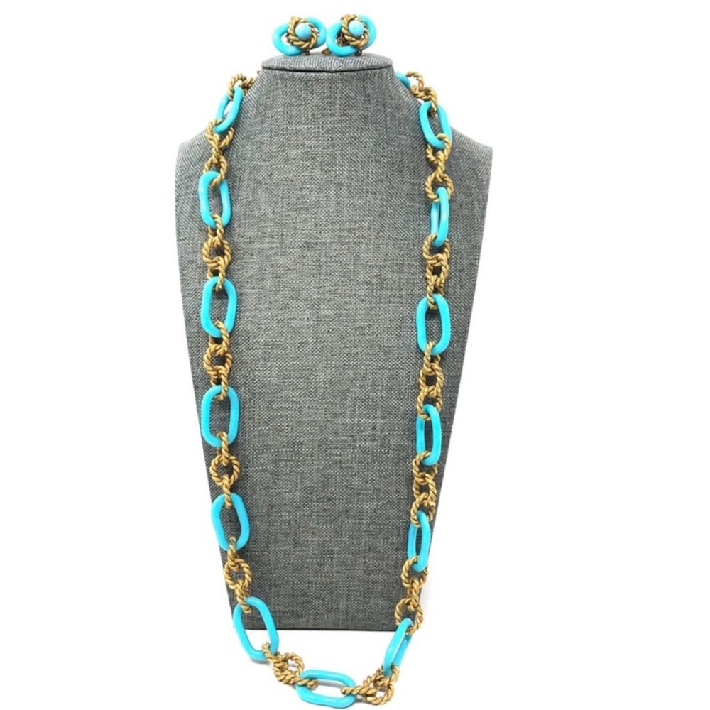 MIRIAM HASKELL vintage turquoise/gold set